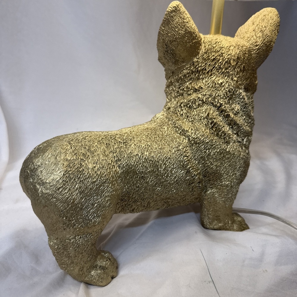 Marshall's Homesense Corgi Dog Brushed Gold Table Lamp White Shade NEW - Picture 5 of 14